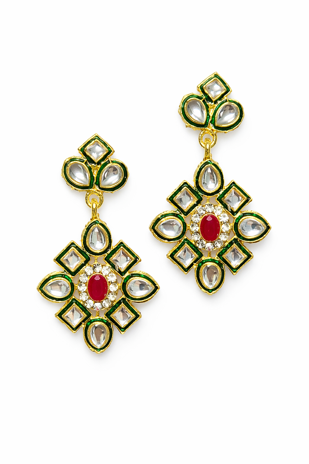 Gold-Plated Pearl Kundan Necklace Set with Earrings & Ring