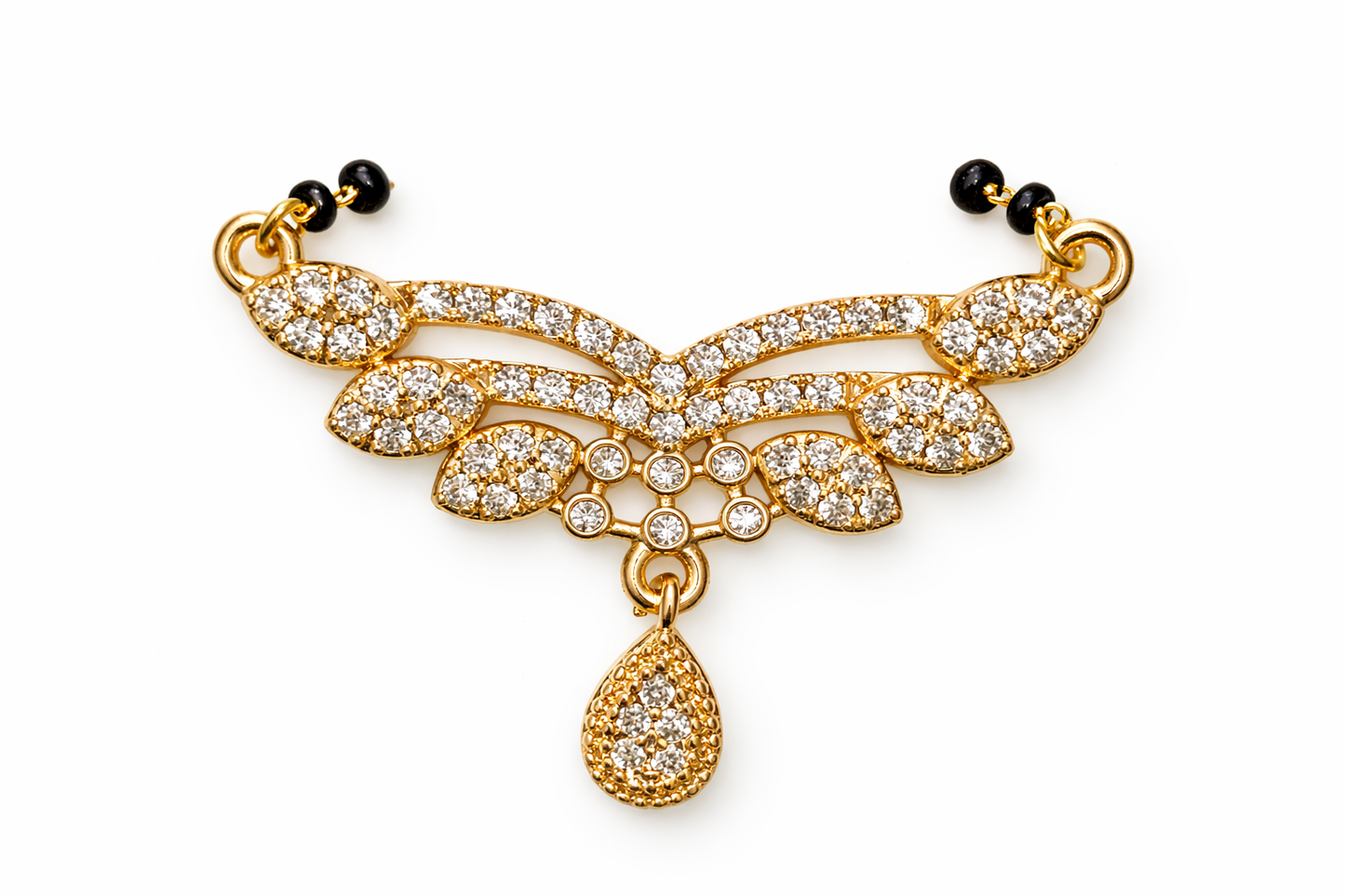 Gold-Plated AD Mangalsutra Necklace with Elegant Drop Pendant