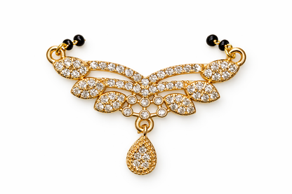 Gold-Plated AD Mangalsutra Necklace with Elegant Drop Pendant