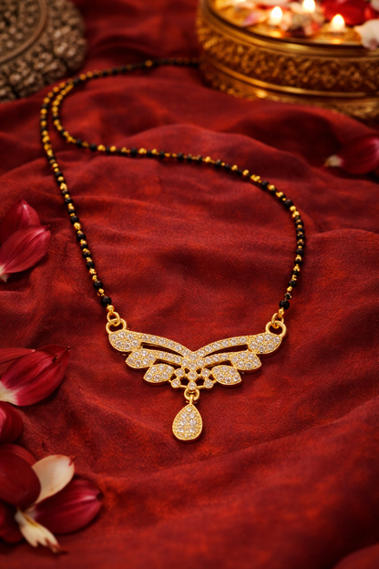Gold-Plated AD Mangalsutra Necklace with Elegant Drop Pendant