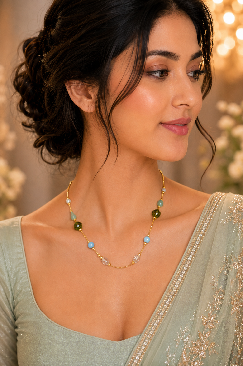 Minimal Beaded Chain Necklace for Women