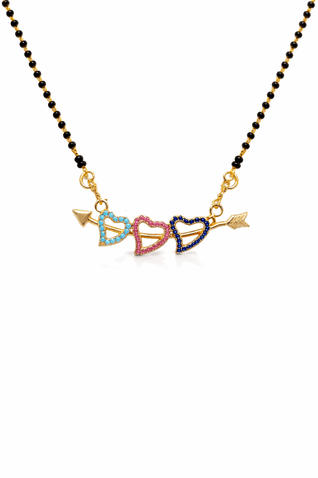 Colorful Heart Arrow Design AD Mangalsutra Necklace