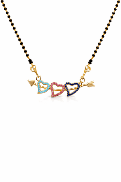 Colorful Heart Arrow Design AD Mangalsutra Necklace