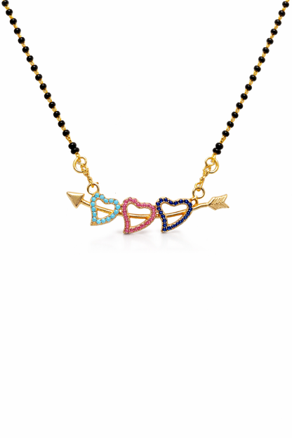 Colorful Heart Arrow Design AD Mangalsutra Necklace