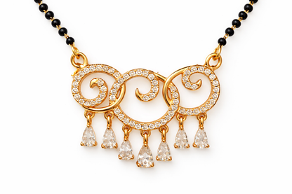 Gold-Plated AD Mangalsutra Pendant with Teardrop Dangling Stones