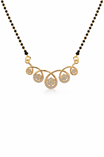 Gold-Plated Floral AD Mangalsutra Necklace