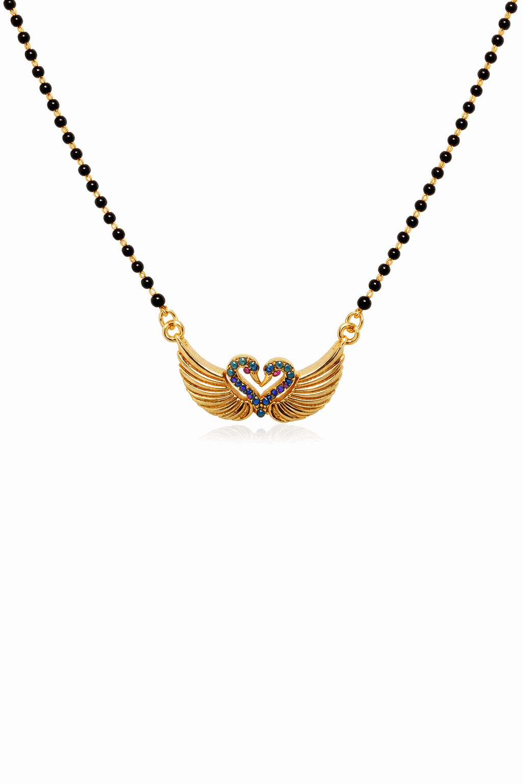 Gold-Plated Swan Heart AD Mangalsutra Necklace