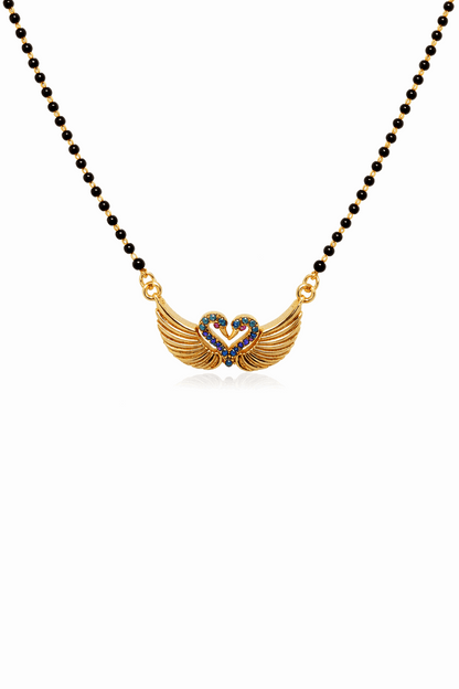 Gold-Plated Swan Heart AD Mangalsutra Necklace