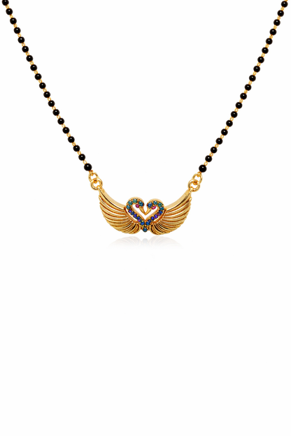 Gold-Plated Swan Heart AD Mangalsutra Necklace