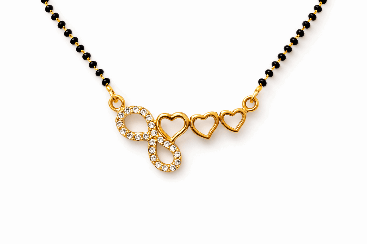 Gold-Plated Infinity Heart Design AD Mangalsutra Necklace
